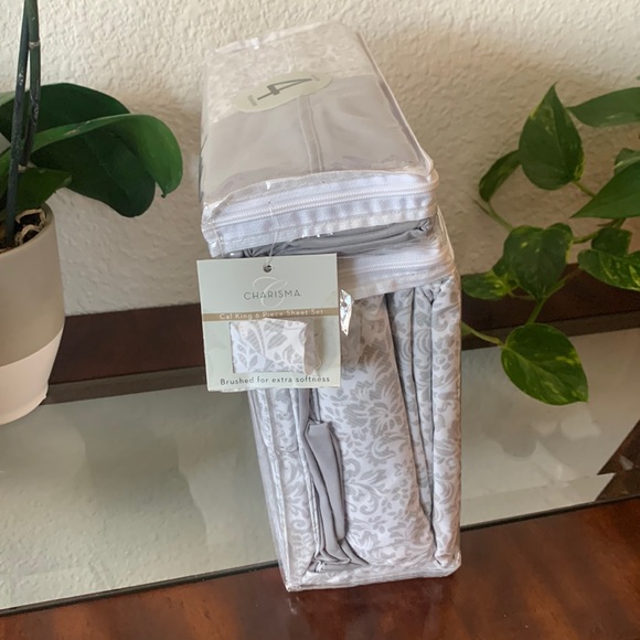 NIB Charisma California King 6 piece Sheet Set Bella Pearl Microfiber - Picture 2 of 5